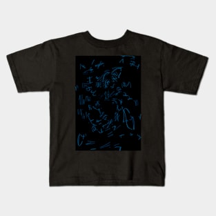 Blue On Black Abstraction Glyphs Kids T-Shirt